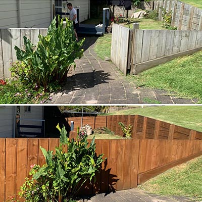 Stained Fence & Decking Wall