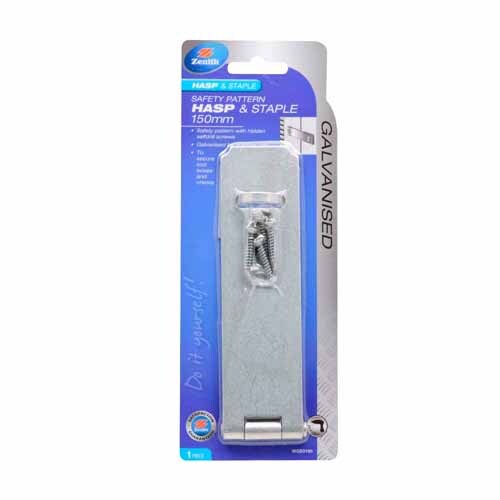 Zenith Safety Pattern Hasp & Staple 150mm Galvanised Mitre10
