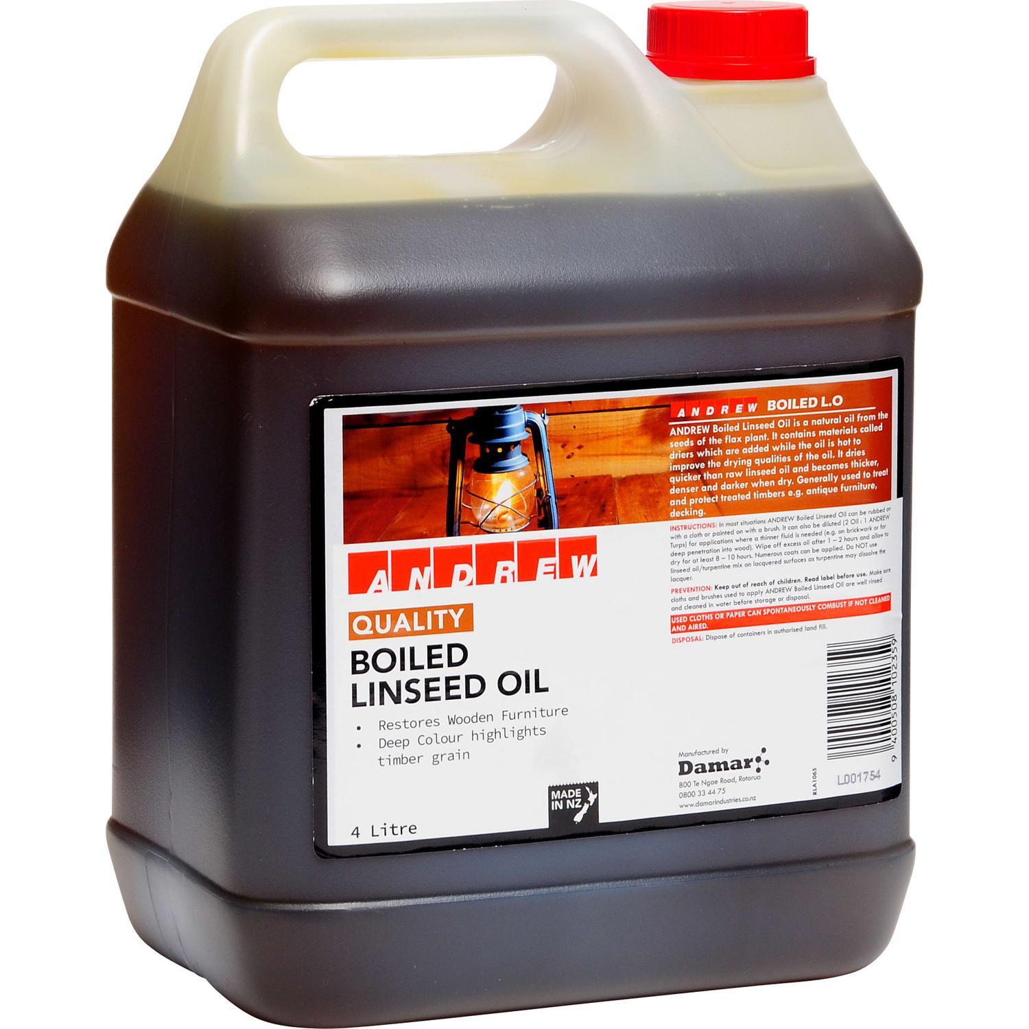 Andrew Boiled Linseed Oil 4L Brown Mitre10