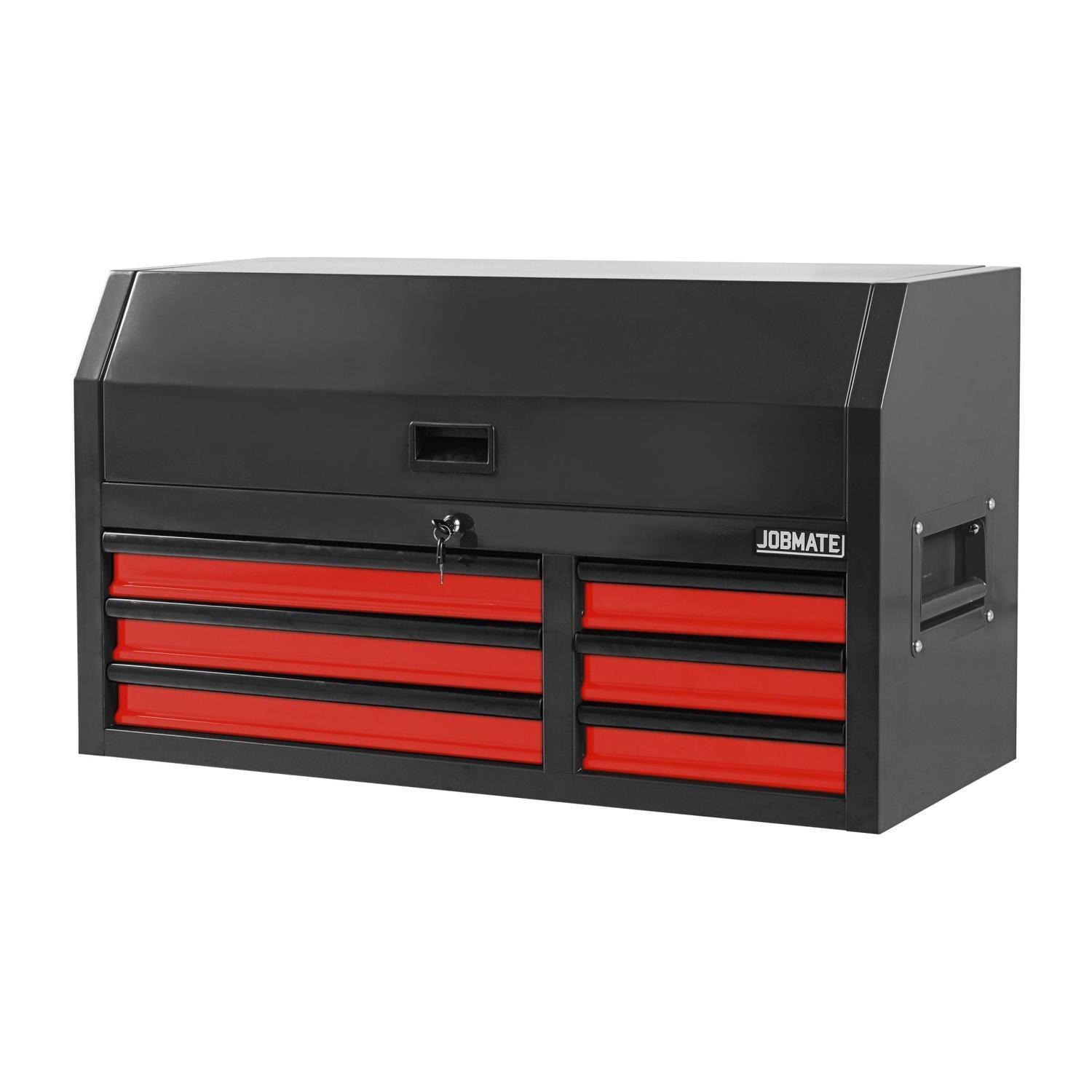 Jobmate Tool Chest Black and Red H593mm, W1055mm, D448mm Mitre10