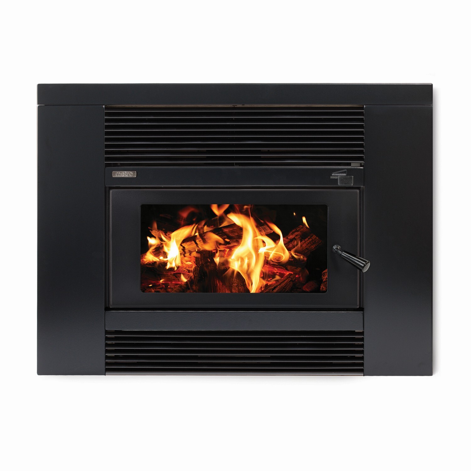 Metrofires Mega Smart Inbuilt Wood Fire Gloss Black Mitre10