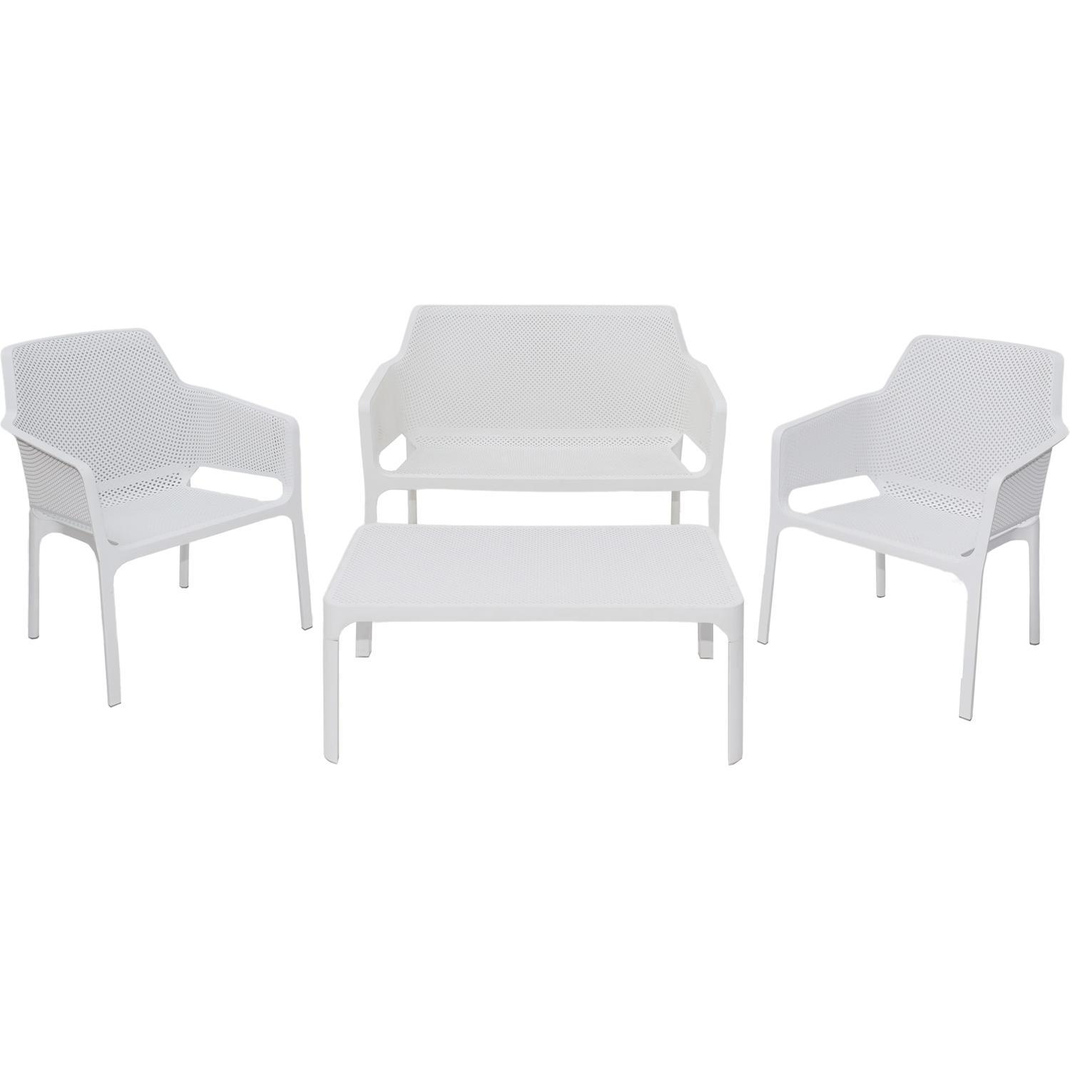Nouveau | Vivid Outdoor Lounge Setting 4 Piece with Coffee Table White ...