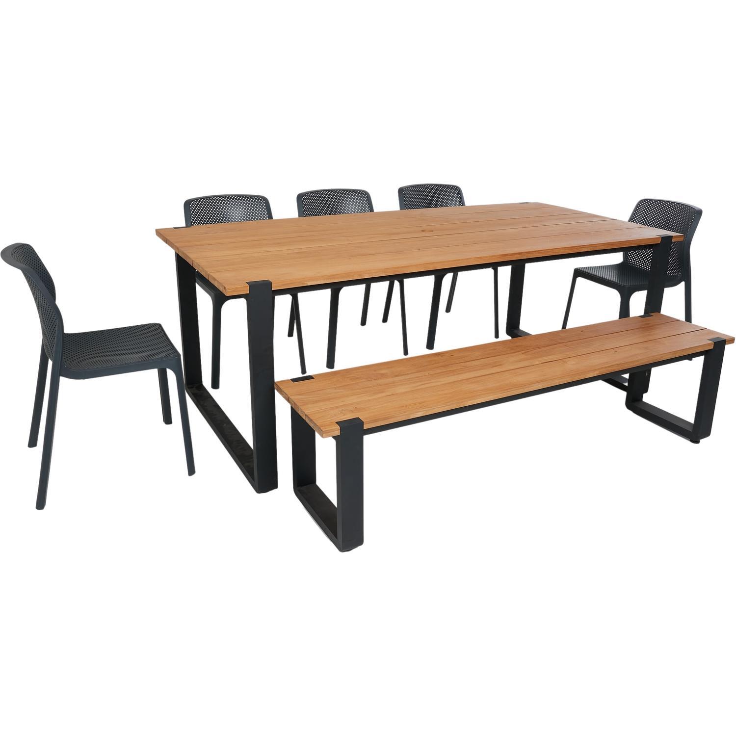 Nouveau Outdoor Dining Bench Setting 7 Piece Mitre10