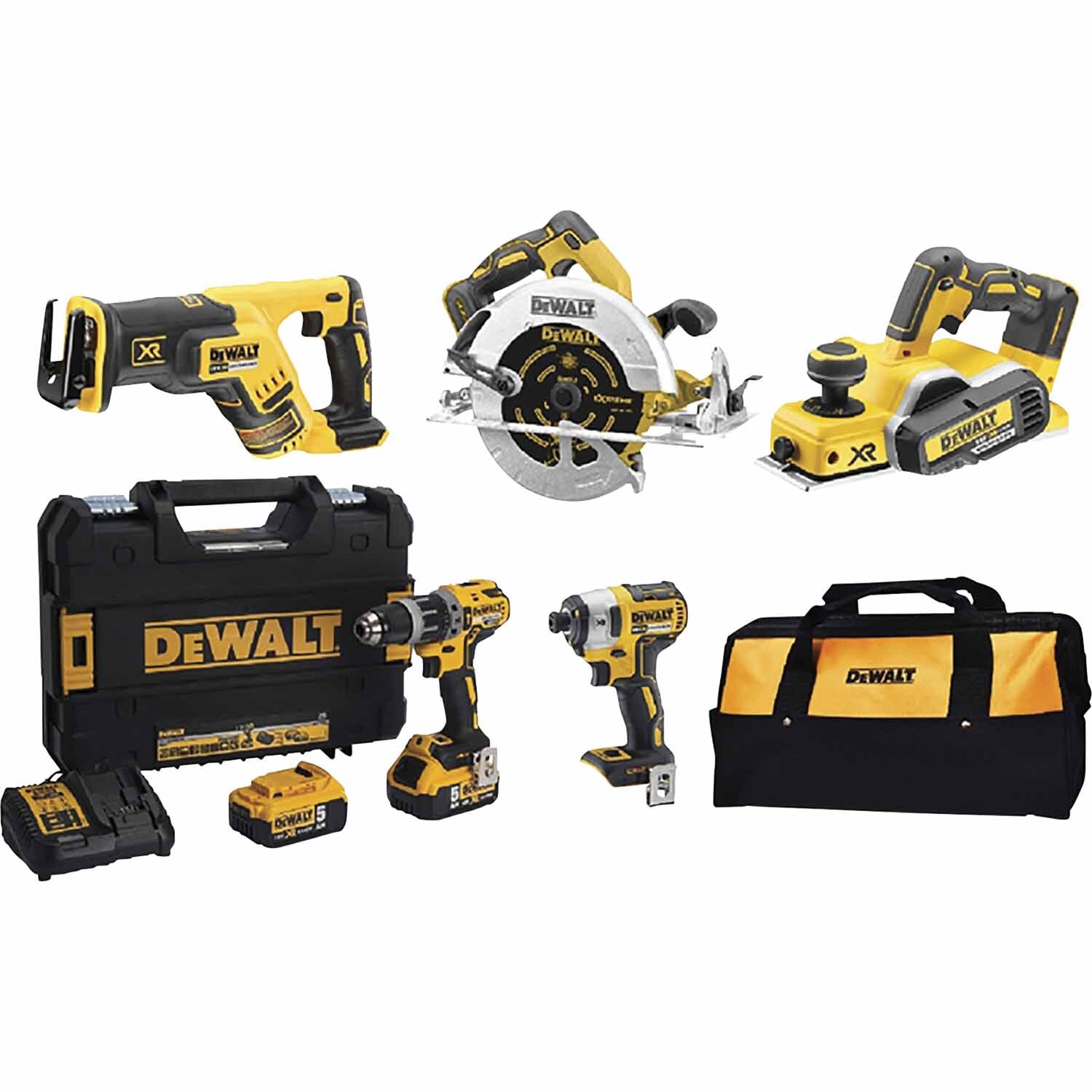 DeWALT | Cordless Tool Combo Kit 5 Piece 18 Volt, 5Ah | Mitre10