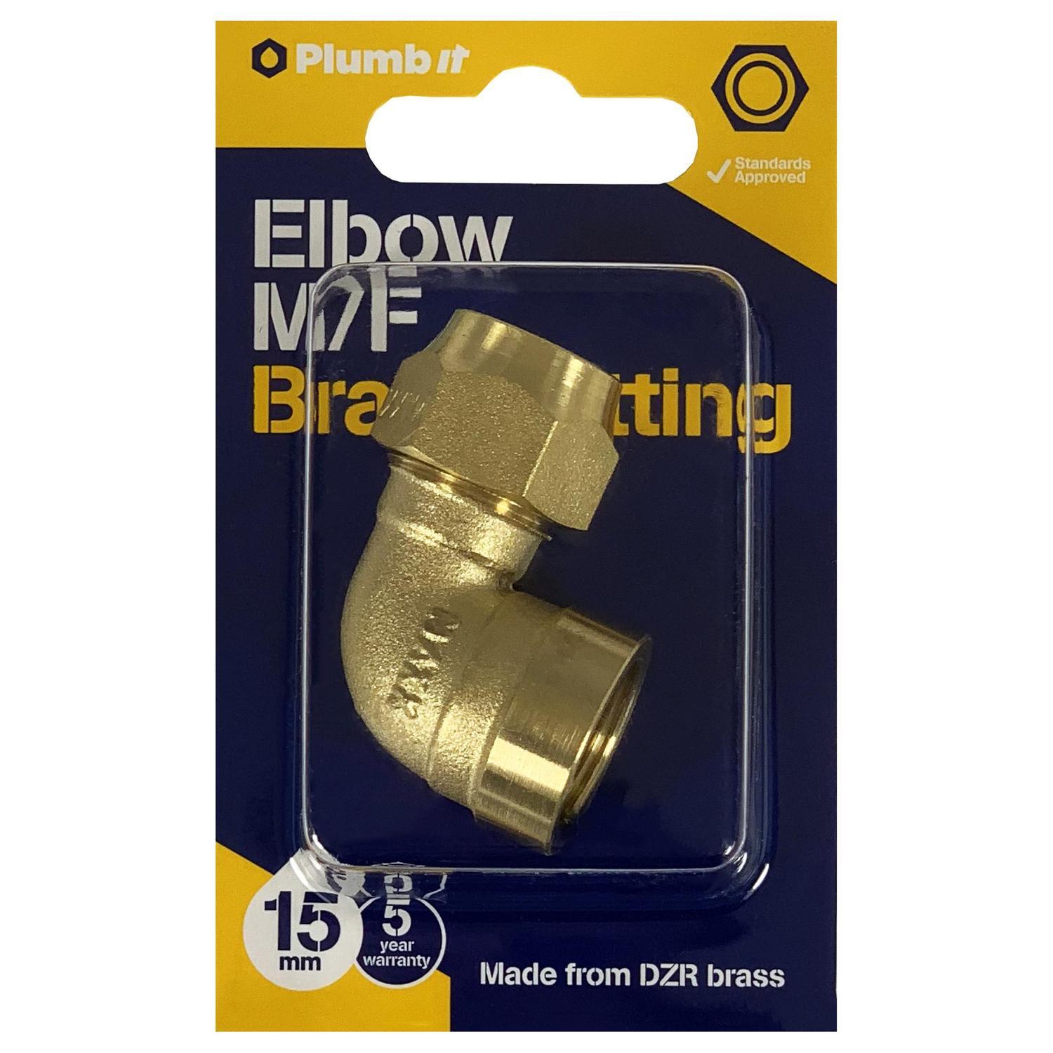 Plumb It Male Female Elbow 15mm Brass Mitre10