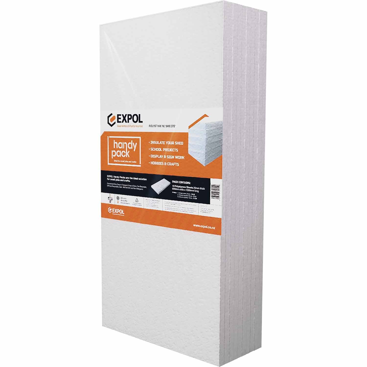 Expol Handy Pack Polystyrene 1200 x 600 x 25mm 10 Sheets Mitre10