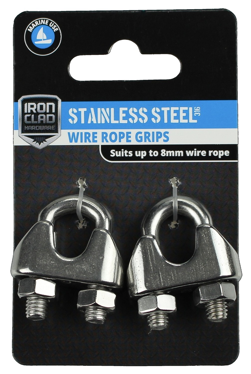 Ironclad Wire Rope Grips 8mm Stainless Steel 316 Mitre10