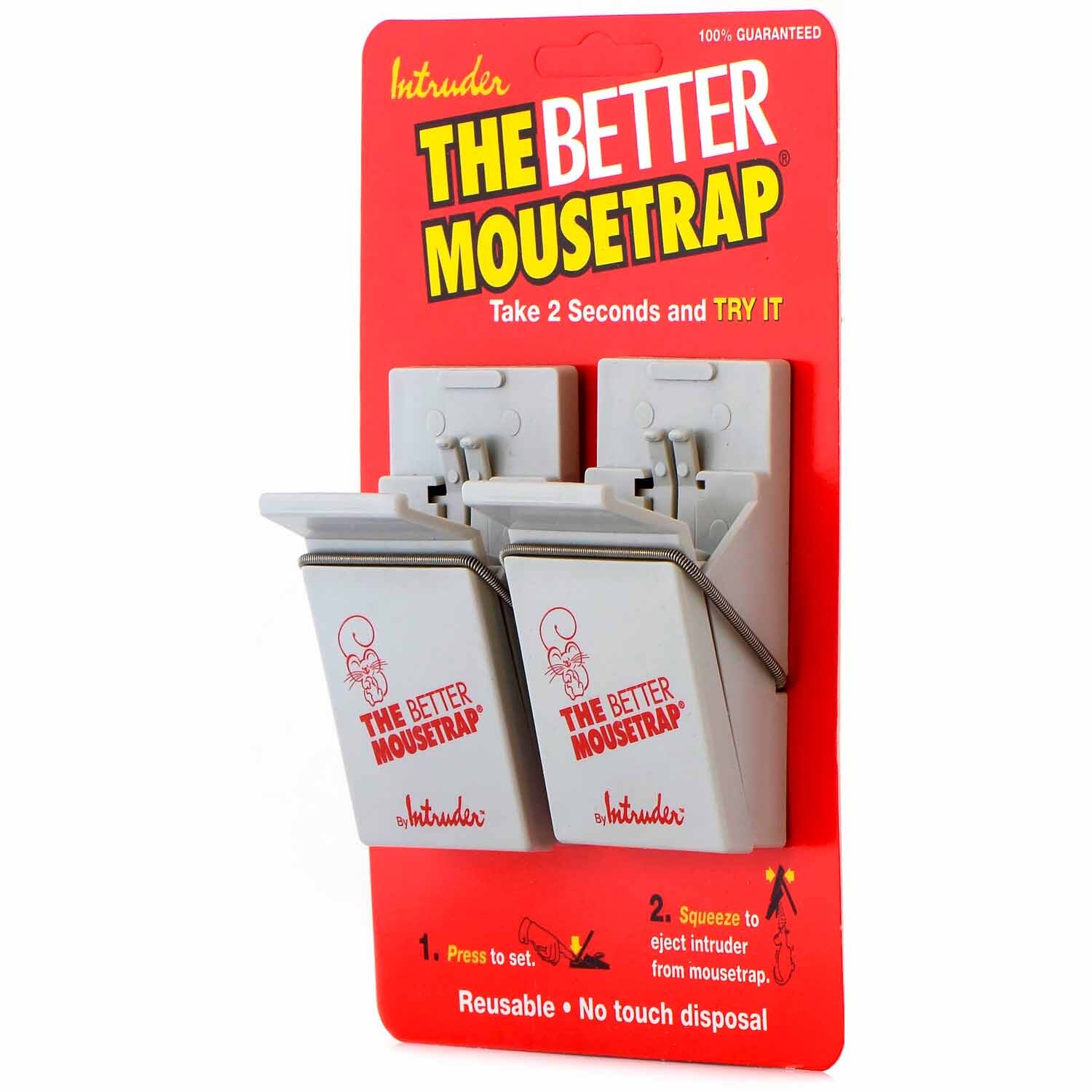 Intruder The Better Mousetrap, 2-Pack Press to Set - Squeeze to Eject. Pet  Safe