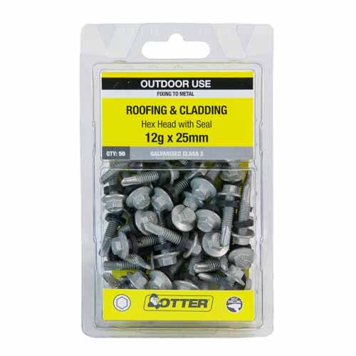 Otter | Roofing & Cladding Metal Screws 12g x 25mm Pack of 50 ...