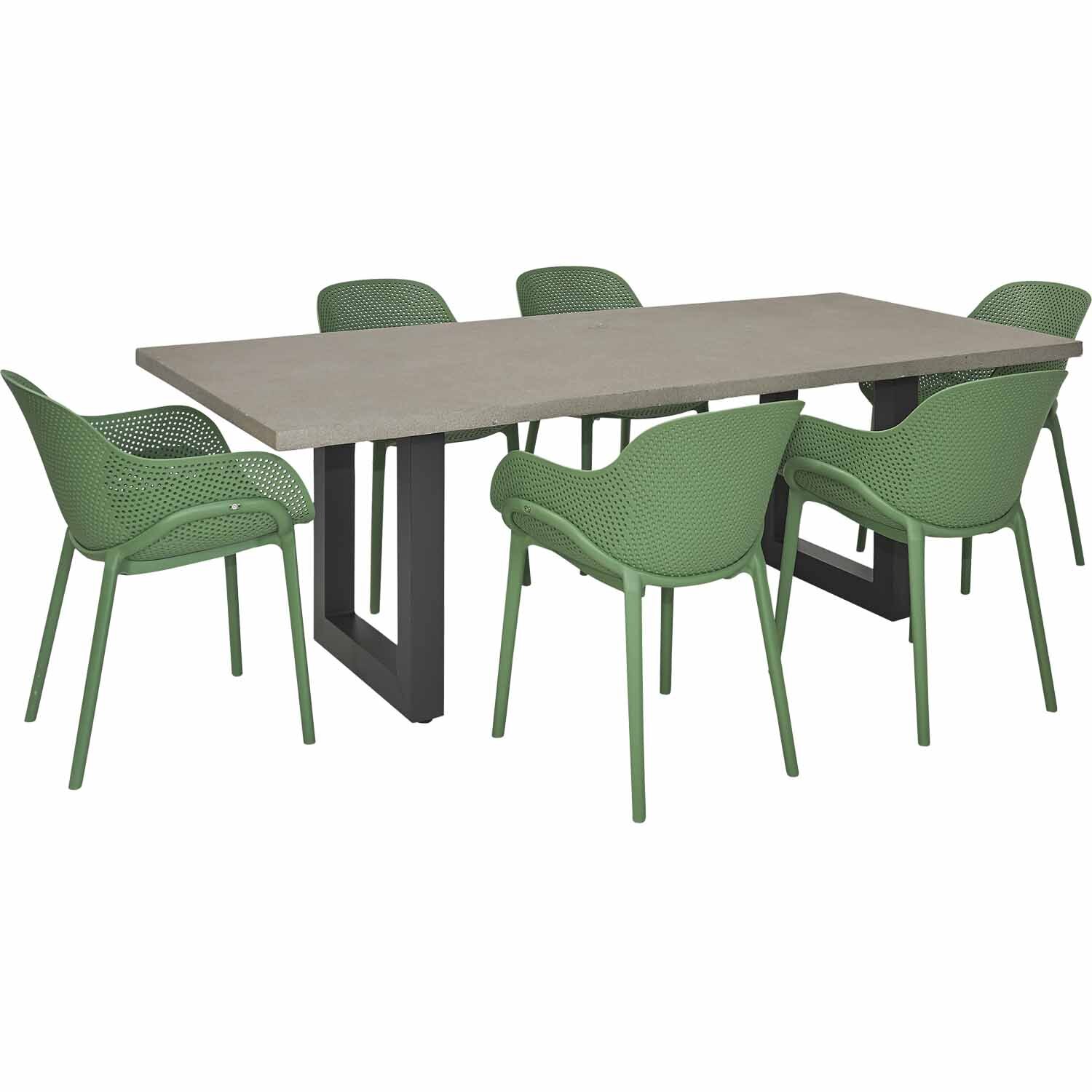 Nouveau Siena Outdoor Dining Setting 7 Piece Avocado Vivace Chairs