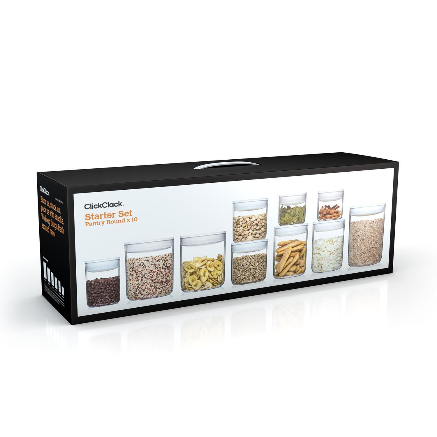 ClickClack Pantry Storage Round 10 Piece Set White Mitre10