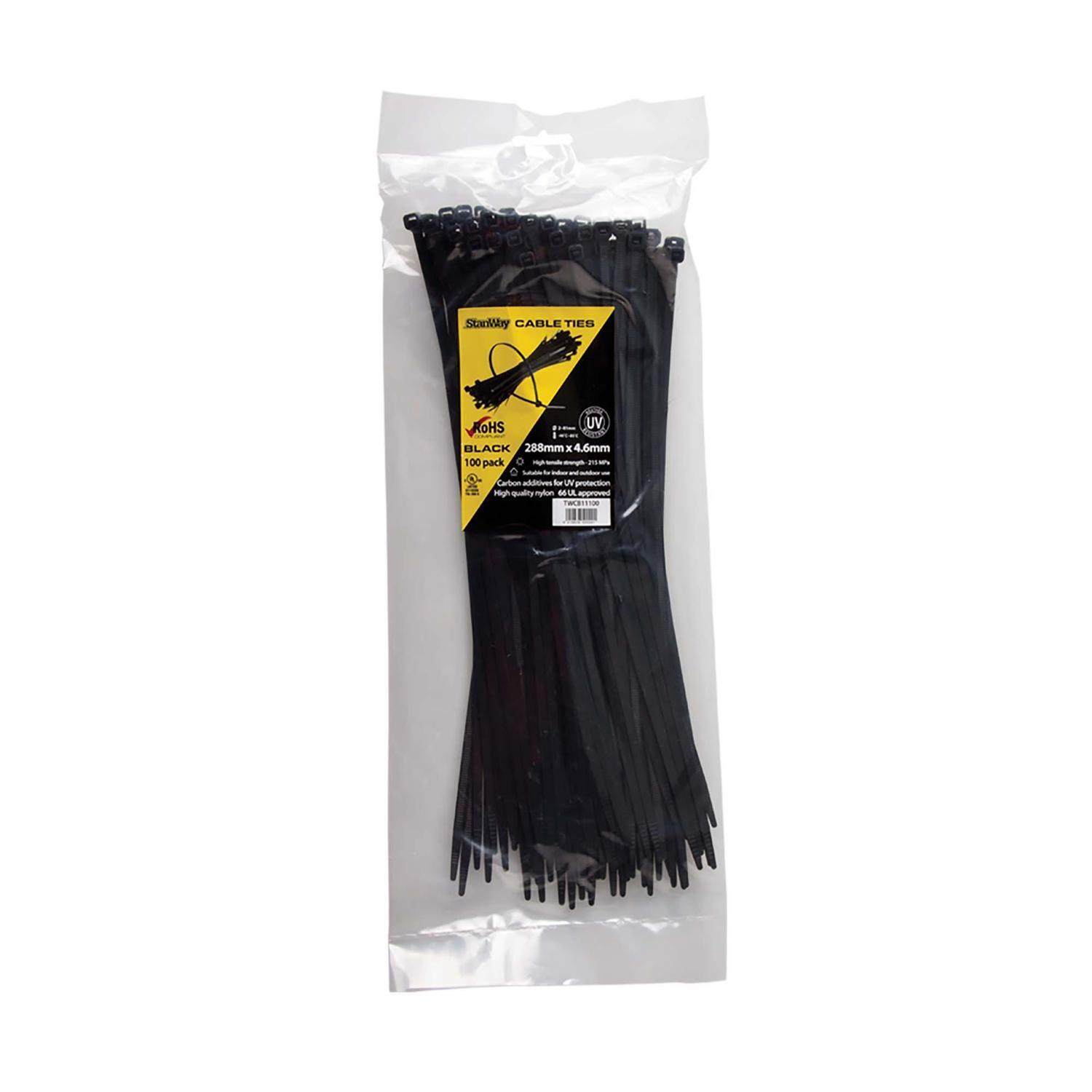 Stanway UV Black Cable Ties 100 Pack Mitre10