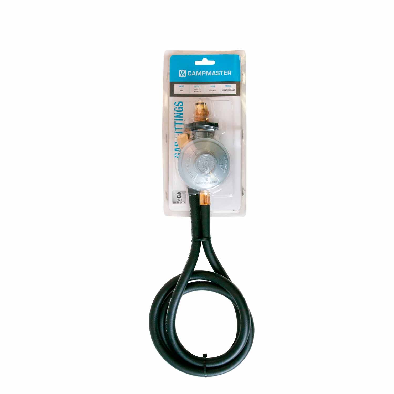 Campmaster POL Gas Hose & Regulator Including Adaptor 150mm Mitre10