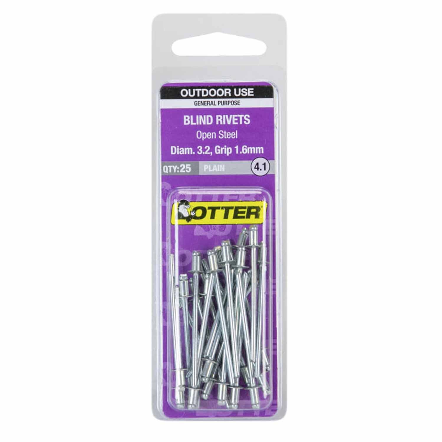 Otter Blind Rivets 4.1 Pack of 25 Steel Mitre10