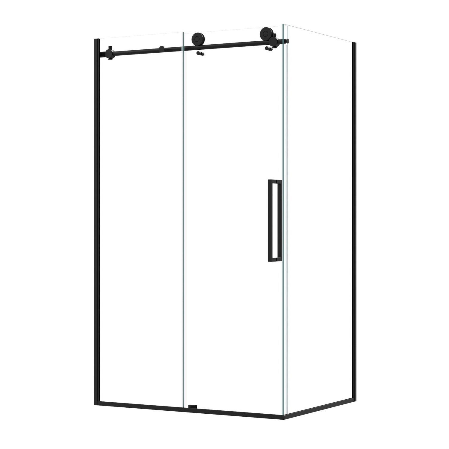 Newline Aspen Frameless Shower 1200mm x 900mm Black Mitre10