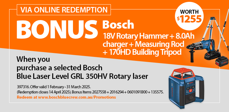 Bosch REDEMPTION Massive Tool Mania ends 31 March 2025 