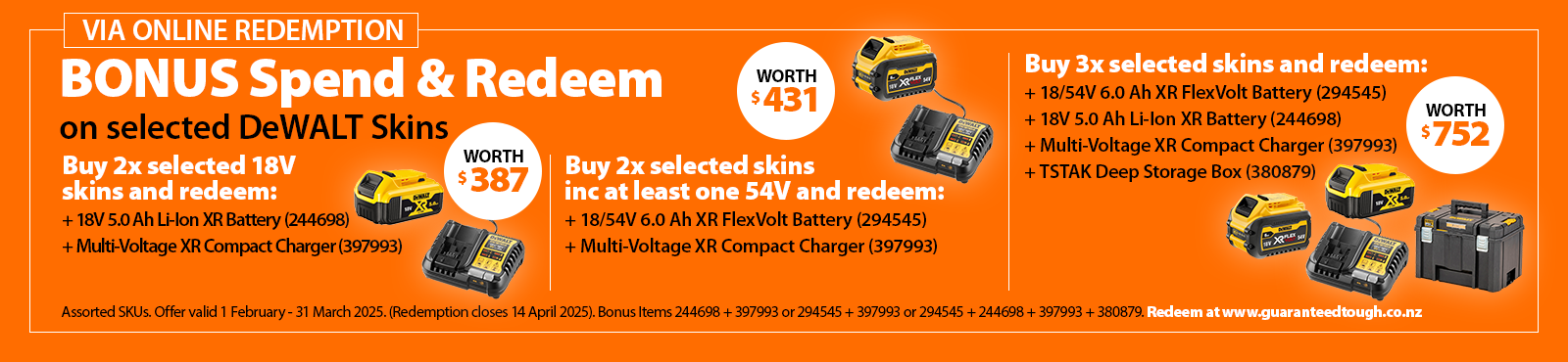  DeWALT REDEMPTION Massive Tool Mania ends 31 March 2025 